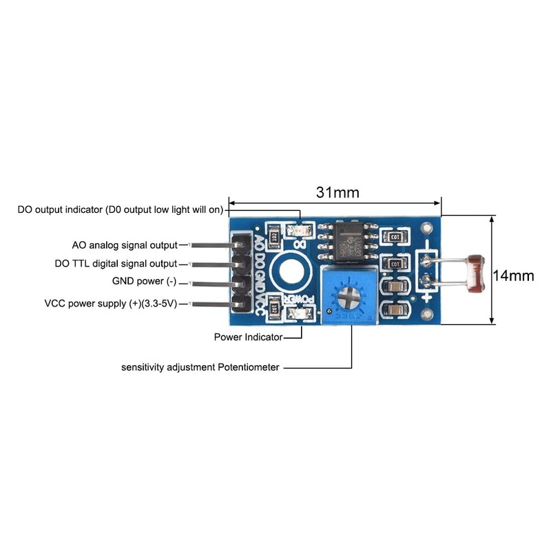 uxcell Photosensitive Sensor Module Digital Light Intensity Detection 4pins DC