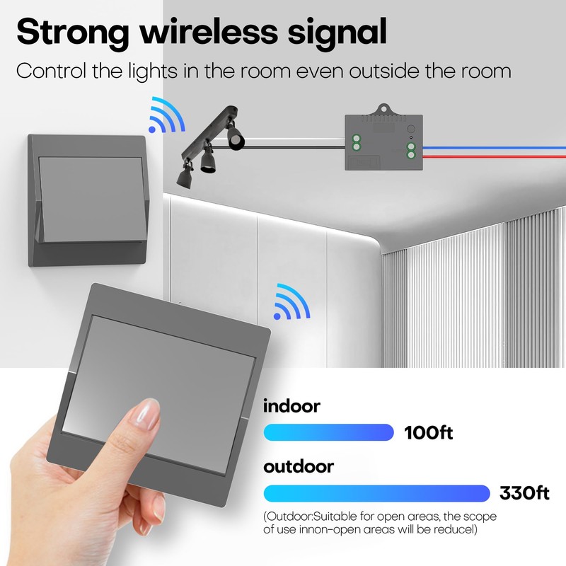 GLOBELEC Wireless Light Switch and Receiver Kit,Self-Powered(No Battery Required),Kinetic Remote
