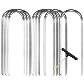LOYUDEQIU Trampoline Stakes High Wind Ground Stakes, Heavy Duty Trampoline Anchors Tent Stakes, Galvanized Steel Wind Stakes Fence Stakes for Trampoline Fence (Silver 8pcs 10inch)