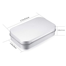 Set of 8 Tin Cans Tin Can Case Mini Box Tin Can Small Item Holder Rectangular Tin Box with Lid Corner Type Metal Container Metal Storage Case Hinged Lid Small Item Storage Silver and Black