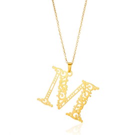 FRHDJS 18K Gold Plated Initial Necklace for Women A M Pendant Choker Necklace Cute Initial Letter Necklace Gold Jewelry Necklace for Teen Girls Gift