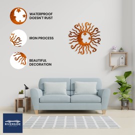 Riverside Designs Wacky Solar Moon Metal Wall Art Activo de acero para decoración al aire libre (cobre, 30,5 cm)