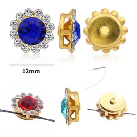 12mm 150pcs Dark Green Sew on Rhinestones, Crystals Glass Gems with Metal Base Claw Flatback Rhinestones for Crafting, Sunflower Gemstones for Sewing Hats Jewels Crafts Clothes Shoes Belt Accessories