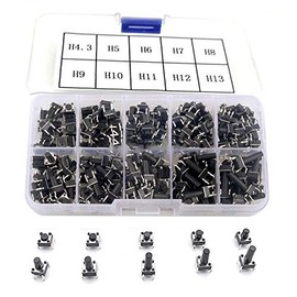zmart 200pcs/10 Models 6x6mm Micro Touch Switch Set Push Button Kit Height:4.3MM - 13MM DIP 4 Pin Key Touch Light On Off 200pcs/10 Models 6 x 6 mm Micro Touch Switch Set Push Button Kit Height: 4.3MM
