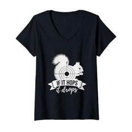 Womens If It Hops It Drops Squirrel Hunting Outdoors Nature V-Neck T-Shirt