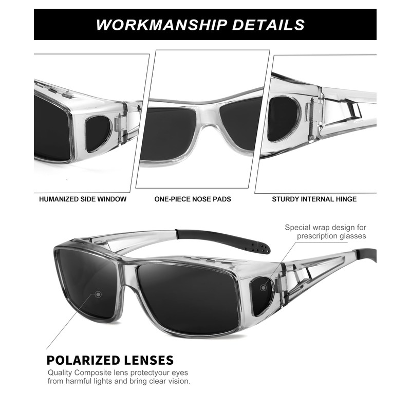 KALIYADI Wrap Around Sunglasses: Polarized Fit-Over-Sunglasses for Men & Women