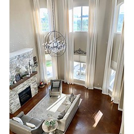 Ikiriska Extra Long Off White Luxury Solid Linen Curtain with Grommet top Custom Made 12 13 14 15 16 17 18 20 24 ft 2 Story (Off White, 12 ft)