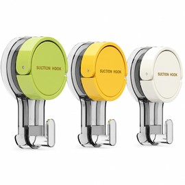 3 Pcs Suction Cup Hooks for Bathroom & Kitchen Storage – Strong Vacuum Wall Hook with No-Drill Installation for Home Organization