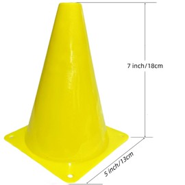LCPQMZGH 24 Pcs 7 Inch Plastic Traffic Cones, Basketball Football Drills, Skating, Sport Training Agility Markers, Indoor Outdoor Games, Yellow