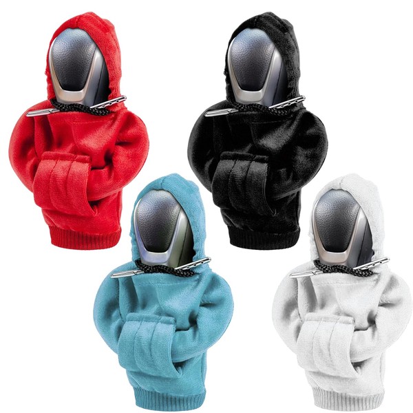 Delsen Pack of 4 Gear Lever Hoodie, Car Gear Knob Cover, Mini Hoodie for Gear Shift Hoodie, Gear Shift Knob, Car for Gear Shift, Funny Hoodies, Car Gear Lever Interior Decoration