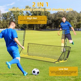 Shopsource Soccer Rebounder, 2 in 1 Soccer Rebound Net, 7'x4' Bounce Back Net Practice for Team Volley Passing Solo Training, Football Trainer with Carry Bag Stakes