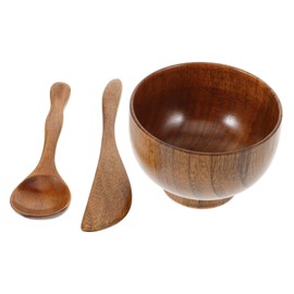 Healeved Wooden Face Mask Mixing Bowl Set DIY Mask Bowl Spatula for Skincare and Beauty Salon