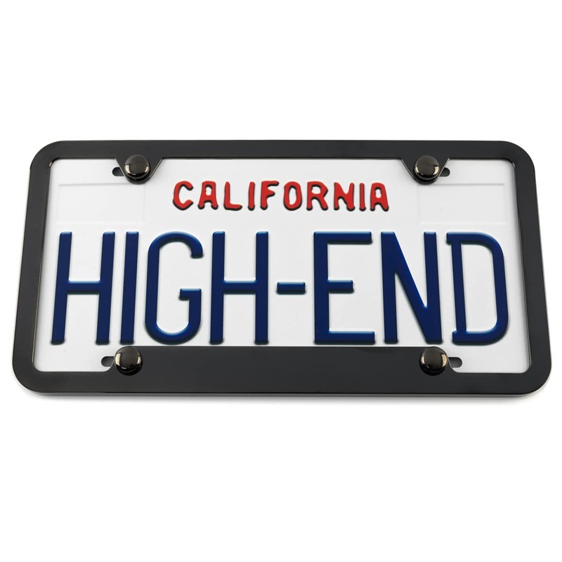 Black Chrome License Plate Frame, Comes with Chrome Screw Covers