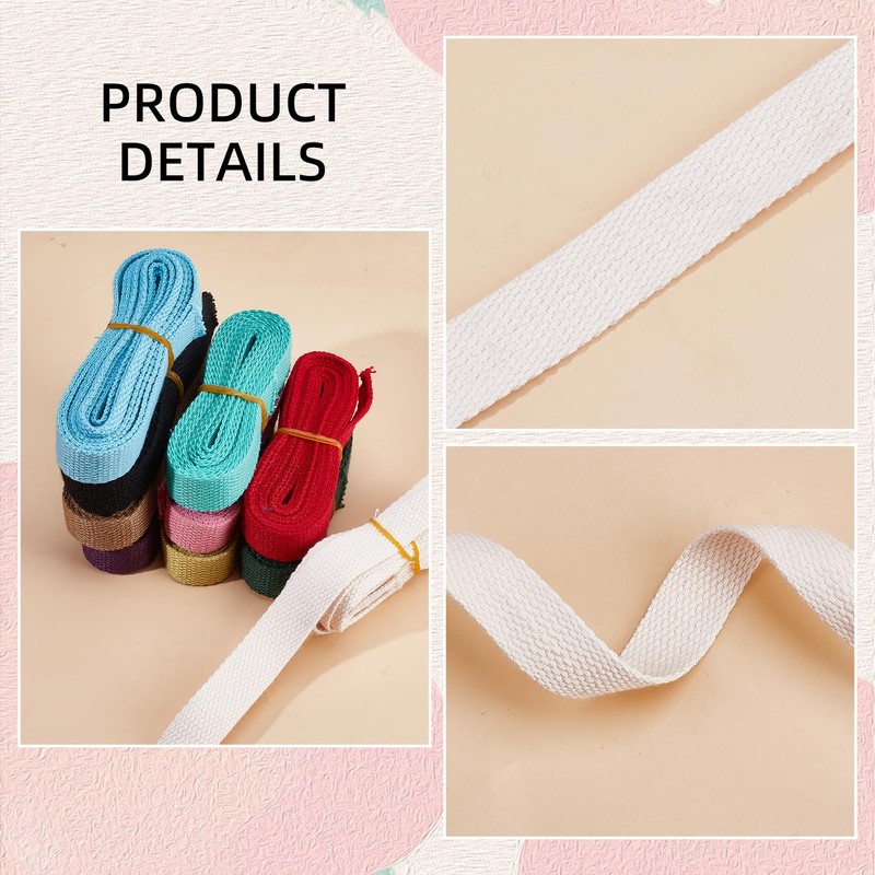 letsinstyle 10 Rolls Heavy Cotton Webbing, 3/4 inch 20 Yard