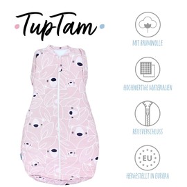 TupTam Baby Swaddling Bag, Oeko-Tex Certified Materials, Padded Baby Sleeping Bag, 2.5 Tog, Unisex, Padded 2.5 tog / bear pink