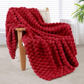 Whale Flotilla Throw Blanket for Couch with Expanded 3D-Jacquard Pattern, Fuzzy Soft Cozy Exquisite Blankets or All Season, Warm and Fluffy, 130X150 CM, Red