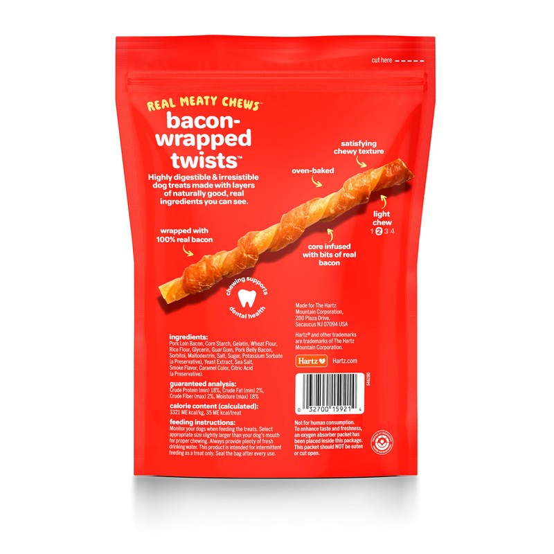 Oinkies Bacon Wrapped Twists, Real Meaty Chews, 14 Count