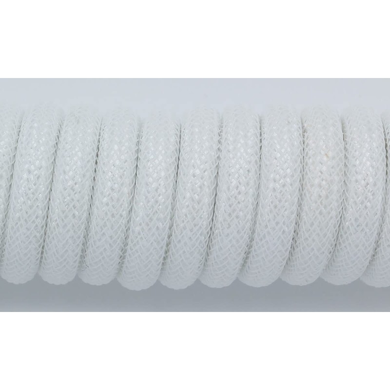 White Coiled Cable for Mechanical Keyboards (5 ft, USB-C Nickel