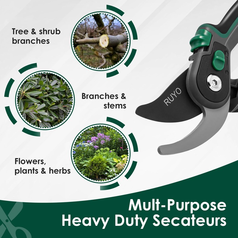 Bypass Pruning Shears, 3/4-Inch Cut Capacity Garden Clippers, Gardening Scissors