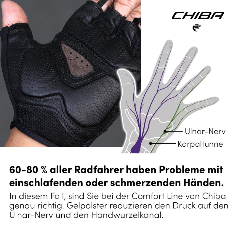 Chiba Men's Gel Premium Gloves, Black, X-Small