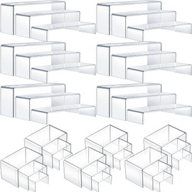 Sintuff 36 Pcs Acrylic Risers Large and Medium Acrylic Risers for Display Clear Display Stands Collectibles Stand Shelf for Show Figures Cupcake Jewelry