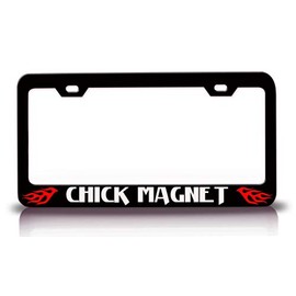 Custom Brother - Chick Magnet Flame Metal Car SUV Truck License Plate Frame Holder Bl r1