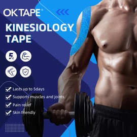 OK TAPE Kinesiology Tape Bulk 103Feet, Pro Adhesive, Water-Resistant k Tape, Elastic Athletic Tape, Latex Free, Uncut, Blue