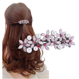 Herbeluemily Barrette, Hair Clip, Hairpin, Bijou, Feminine, Elegant, Hair Closure, Flower, Pink