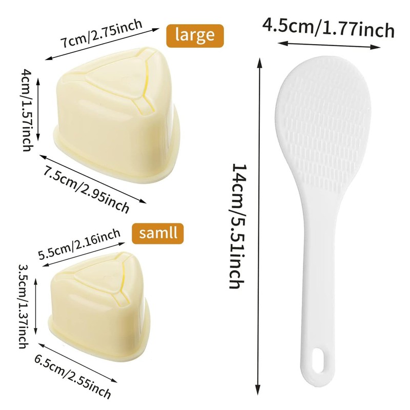 FIBOUND 3-Piece Sushi Rice Mold Set - Triangular Bento Press