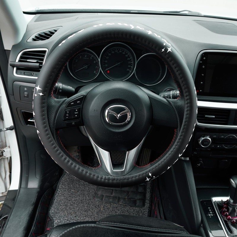 Getaway Car Leather Steering Wheel Cover - 15-inch Universal Microfiber-