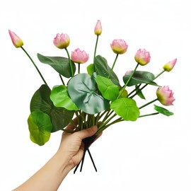 Urier 17" Artificial Flower Water Lily,Water Lily Plants for Ponds Small,Silk Flowers Plastic Flowers Lotus for Fish Tank Decoration Home Garden Wedding Arrangement Decor (3, Pink)