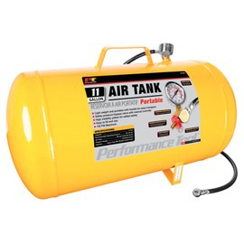 Performance Tool W10011 Hi-viz 11-Gallon Horizontal Portable Air Tank With Tire Air Chuck , Yellow