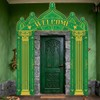 WADORN Green Castle Welcome Door Porch Banner 6.5x8.5Ft