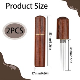 2 Pcs Portable Espresso Coffee Stirrer, Wdt Tool, Espresso Distributor, Coffee Distributor, Professional Barista Hand Needle Type Distribution Tool 5 Needles 0.4mm Natural Wood Handle and Stand