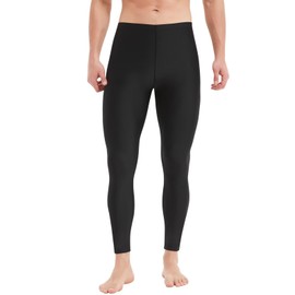 Sillictor Mens Swimming Leggings UPF 50+ Long Swim Pants Water Surfing Swimmimg Tights Sun Protection Rash Guard Pants Quick Dry Breathable 119 Black 2XL