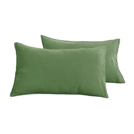 S VICTORY SYMBOL 100% Organic Linen Pillowcases King Size 20"x40" Set of 2,Forest Green French Natural Washed Flax Pillow Cases,Durable&Breathable and Comfortable