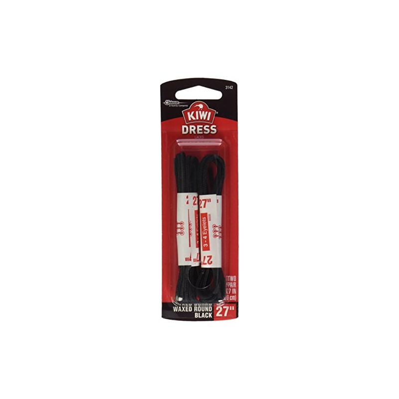 Kiwi Shoe laces, 27 in, wax black, 1 ct