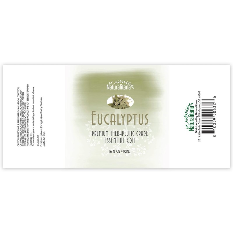 Naturalitana Eucalyptus Essential Oil 16 oz, Therapeutic Grade – Essential