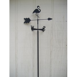 The Lazy Scroll Flamingo Garden Style Weathervane Wrought Iron