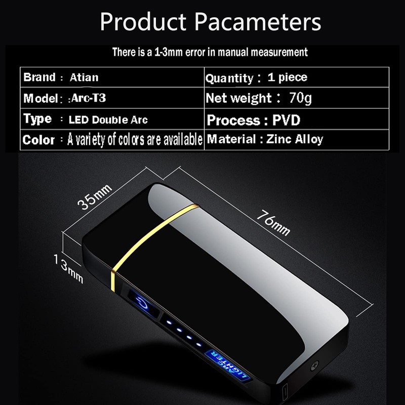 Arc Lighter, Smart Electric Lighter, USB Rechargeable Lighter Windproof Flameless