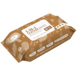 Air Jungles 3in1 Leather Cleaner Wipes 70 Count, Extra Large 8" x 10" Size, Clean Condition Protect Wipes for Vinyl and Leather Apparel Furniture Auto Car Interior Shoes Boots Bags