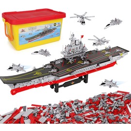 2234 Pieces Aircraft Carrier Building Blocks with Storage Box, 38x 7.7x10.5 Inch Stress Release Large Construction Military Warship Battleship Blocks Toys for Adults and Kids 14 Years and Up