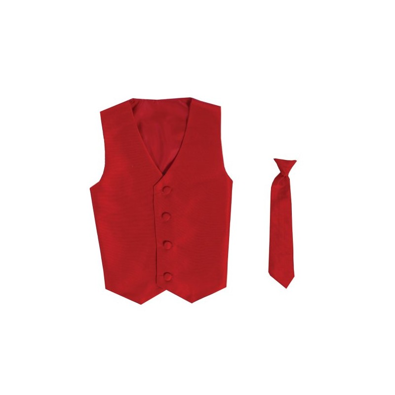 Vest and Clip On Boy Necktie set - RED -