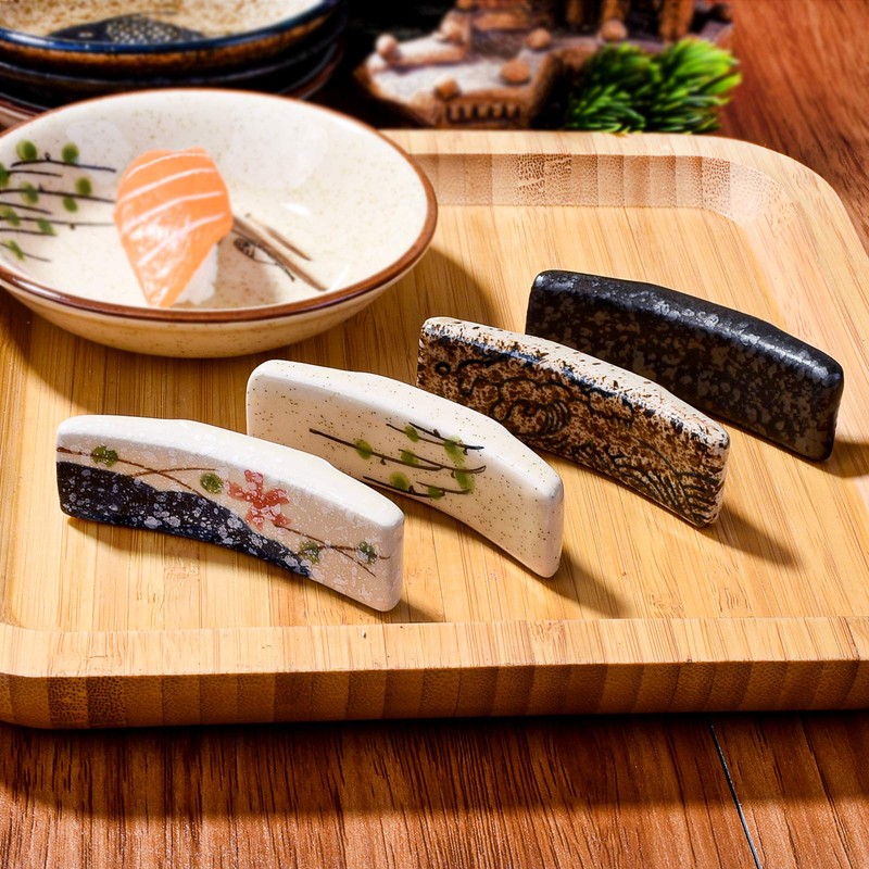 Japanese Style 4 Pcs Ceramic Chopstick Stand Rest Tableware Kitchen