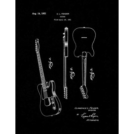 The Clarence Fender Telecaster Patent Print Black Matte (24" x 30") M10369