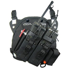Coaxsher Radio Chest Harness Rig for 2 Way Radio, GPS and Hand Held Electronics | Ideal for Tactical Search and Rescue, Ski Patrol, Military and Emergency Response Personnel (Black, DR-1 Commander)