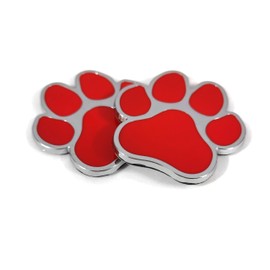 PTDecals 2 PCS Red Chrome Metal Paw Print Car Emblem Decal Badge Dog Paws Footprint Metal Sticker for Auto Motorcycle Computer Home Decoration