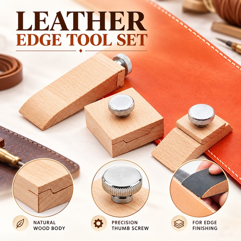 Beech Wood Leather Edge Sanding Block with Screw Clamp –