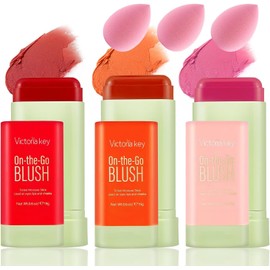 LUMEZING Rubor en Barra de 3 Colores, Rubors en Crema Sólido Mate, Rubor en Barra Multiusos para Mejillas, Labios y Ojos, Juego de Barras de Maquillaje de Alta Pigmentación