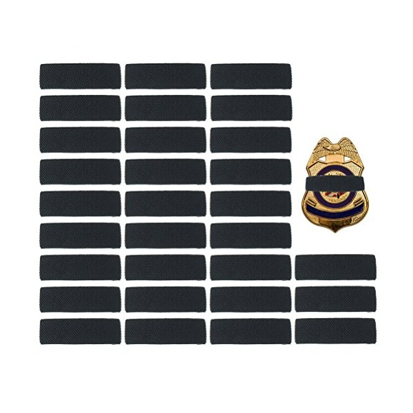 30 Pack Black Police Mourning Band Stripe Police Officer Badge Shield Funeral Honor Guard Straps, 1/2"